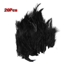 20-in-1 Colorful Cock Rooster Saddle Feather 3-4 inches (black)