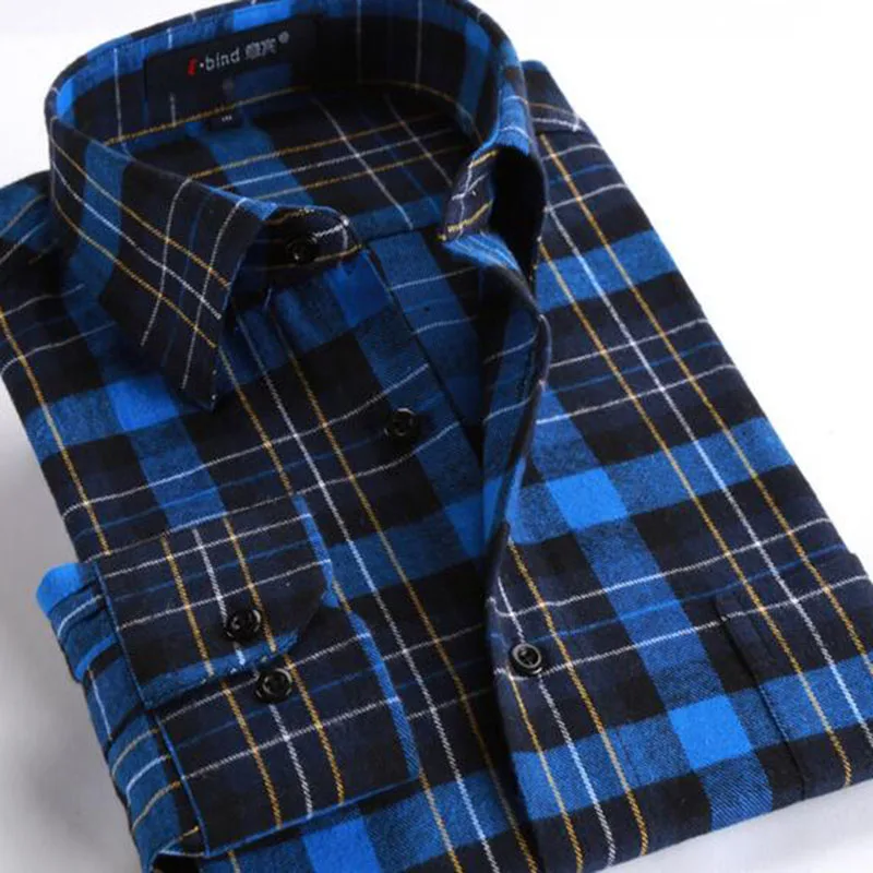 Мужская Фланелевая рубашка Camisa Повседневная теплая с отложным воротником и