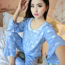 Пижамы для женщин с длинным рукавом Пижама Femme комплект свободных пижам для дам хлопковые пижамы Женская одежда для сна