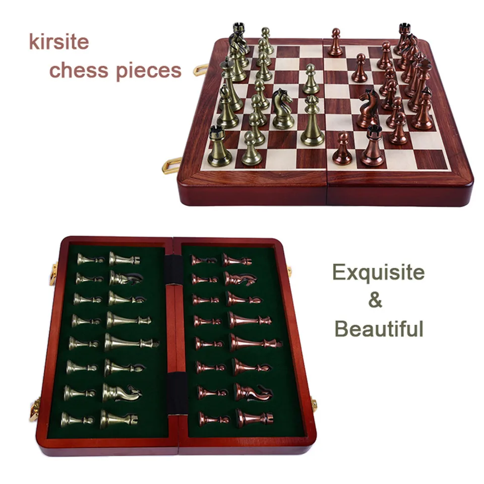 Шахматный набор кирзит металлические шахматы Высота короля 67 мм деревянная складная шахматная доска переносные шахматы игра для детей взрослых подарок I6