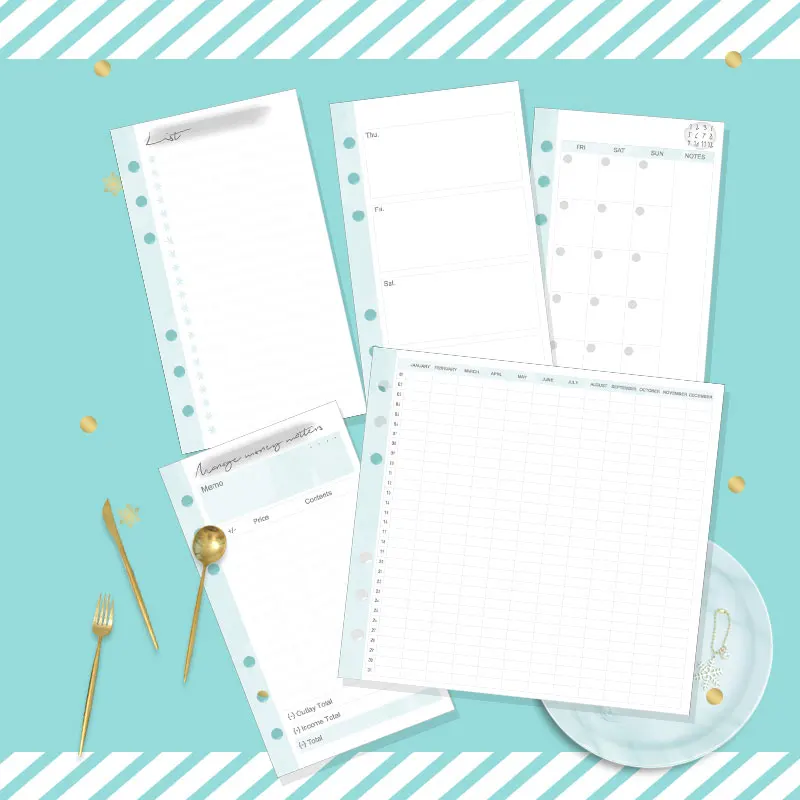

Dokibook A5A6A7 Christmas Snowflake Monthly Weekly Plan Day Planner Refill Paper Notebook Inner for Filofax for Kikkik Lovedoki