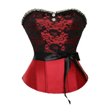 

Sexy Lingerie Corset Minceur Black Red Lace Bustier Corset Overbust Women Slimming Waist Body Shaper Embroidery Corsets Top