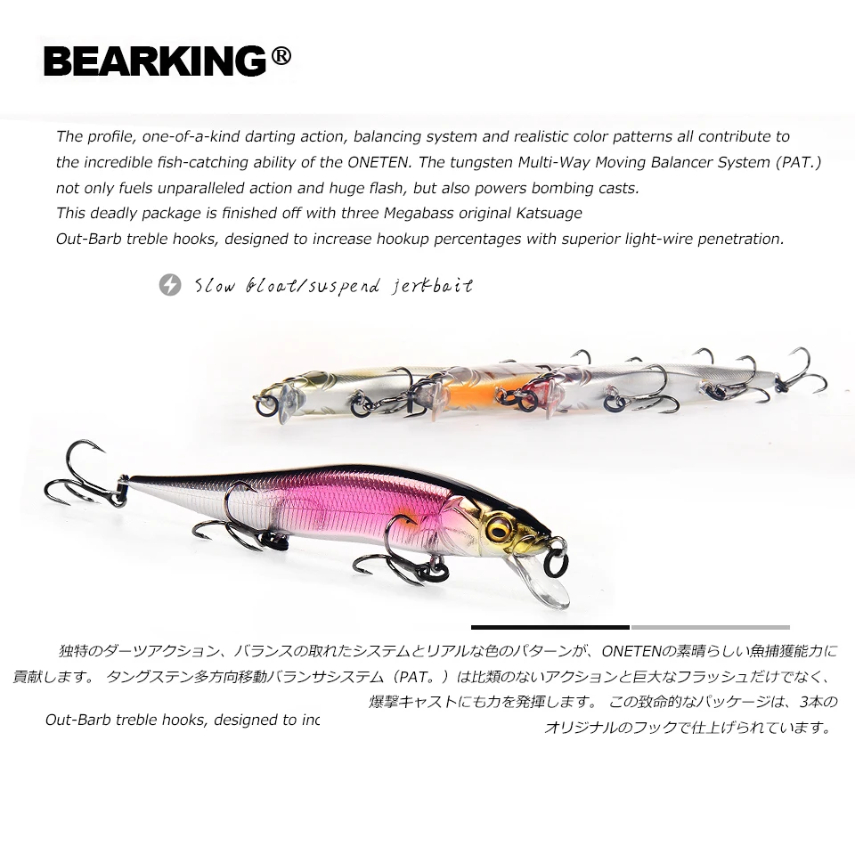 hot Bearking perfect action 12different colors fishing lures,98mm/10g, sp minnow 12 different colorful color,free shipping