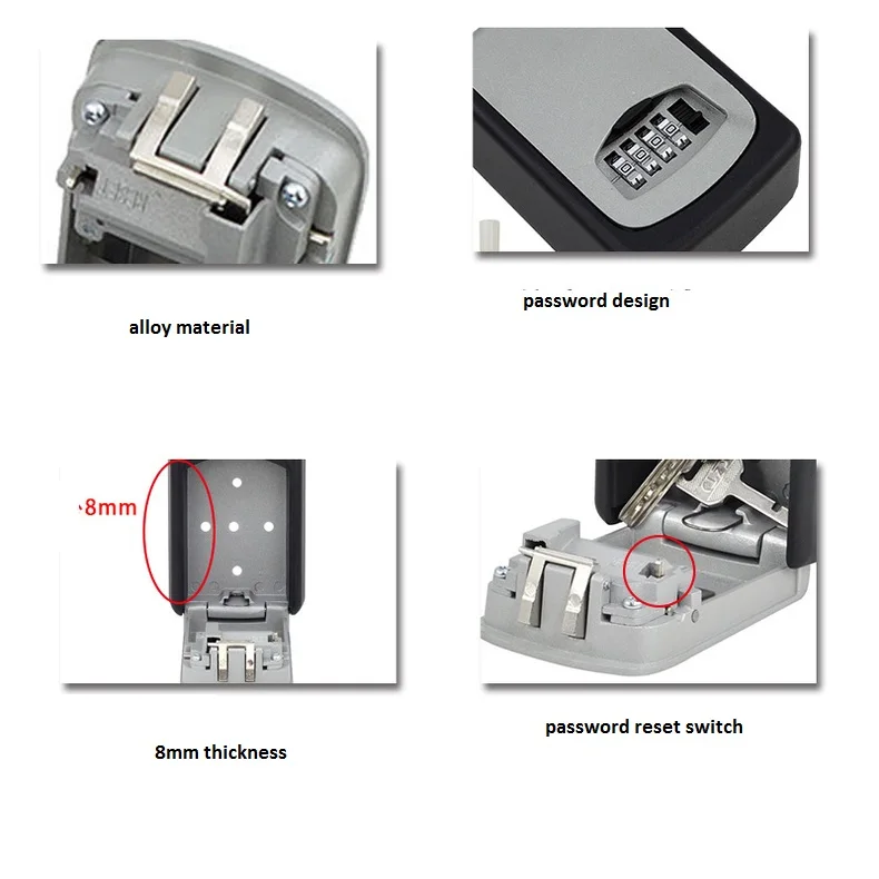 Настенное крепление Key Lock Сейф 4-разрядный пароль погодных условий Сталь для использования в помещении или на открытом воздухе вмещает до 5 ключей
