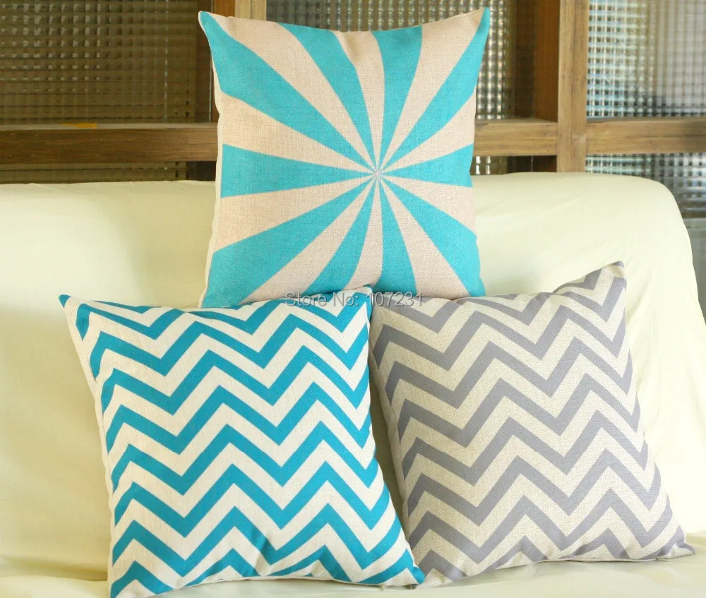Vintage Linen Pillow Cushion Cover Throw decorative cushion covers 45cm*45cm Blue Grey-in ...
