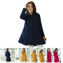 2019 Newly Hot Women Autumn Coat Double Breasted Wool Peacoat Turn-down Collar Female Jacket MSK66