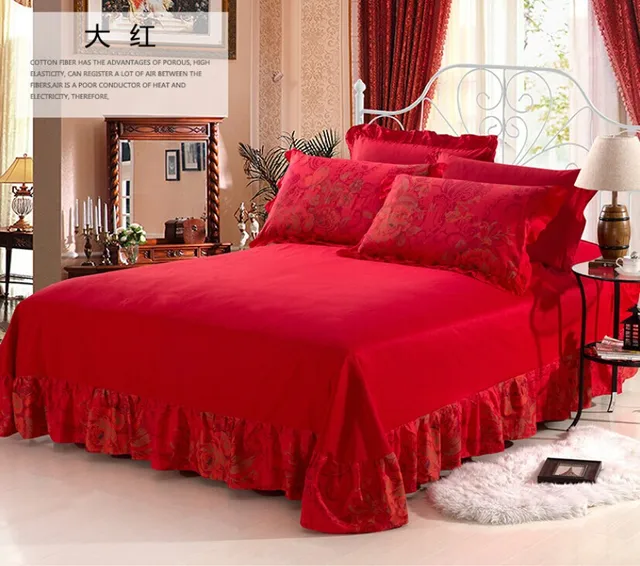 100 cotton full queen king size bed skirts/bed sheet fitted elegant