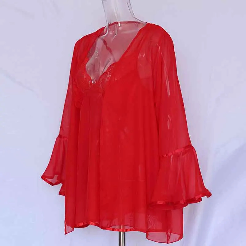 Lingerie Sexy Hot Erotic Porno Lingerie Women Transparent Nightgown Chiffon Nightwear Sexy Sheer Pajamas Sex Dress For Women (5)