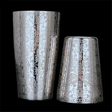 Горячая Распродажа bpa бесплатно резной цветок Бостон двойной барный шейкер инструменты из нержавеющей стали 304 high-end Коктейльные шейкеры две чашки