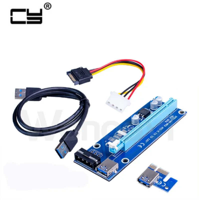 

60cm For BTC Miner Machine PCI-E extender PCI Express Riser 1x to 16x USB 3.0 SATA to 4Pin IDE Molex Power Supply raiser Card