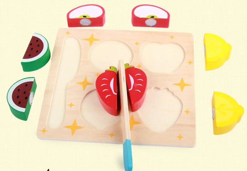 Монтессори игрушки развивающие деревянные игрушки для детей Раннее Обучение 3D кухня резка фрукты доска для резки овощей реальная жизнь