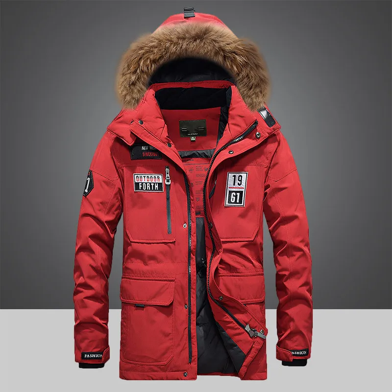 

Men Hooded Fur Collar Outwear Winter Parkas Warm Jackets Winter Dress 245