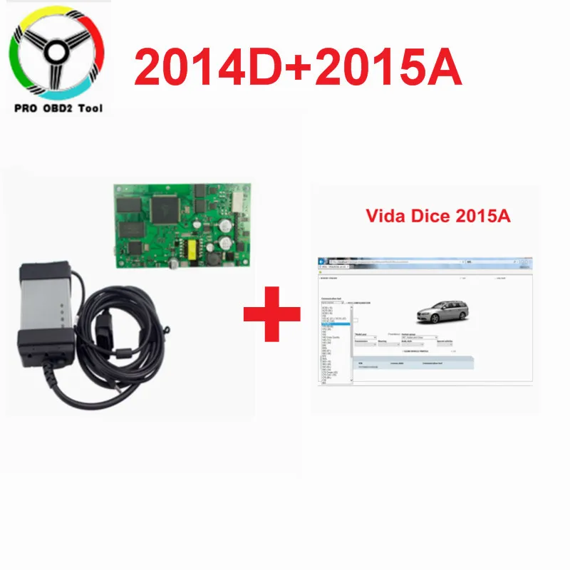 Полный чип для Volvo Vida Dice 2014D 2015A диагностический инструмент многоязычные Dice Pro Vida Dice с зеленой доской добавить автомобили в - Цвет: Vida Vice 2015
