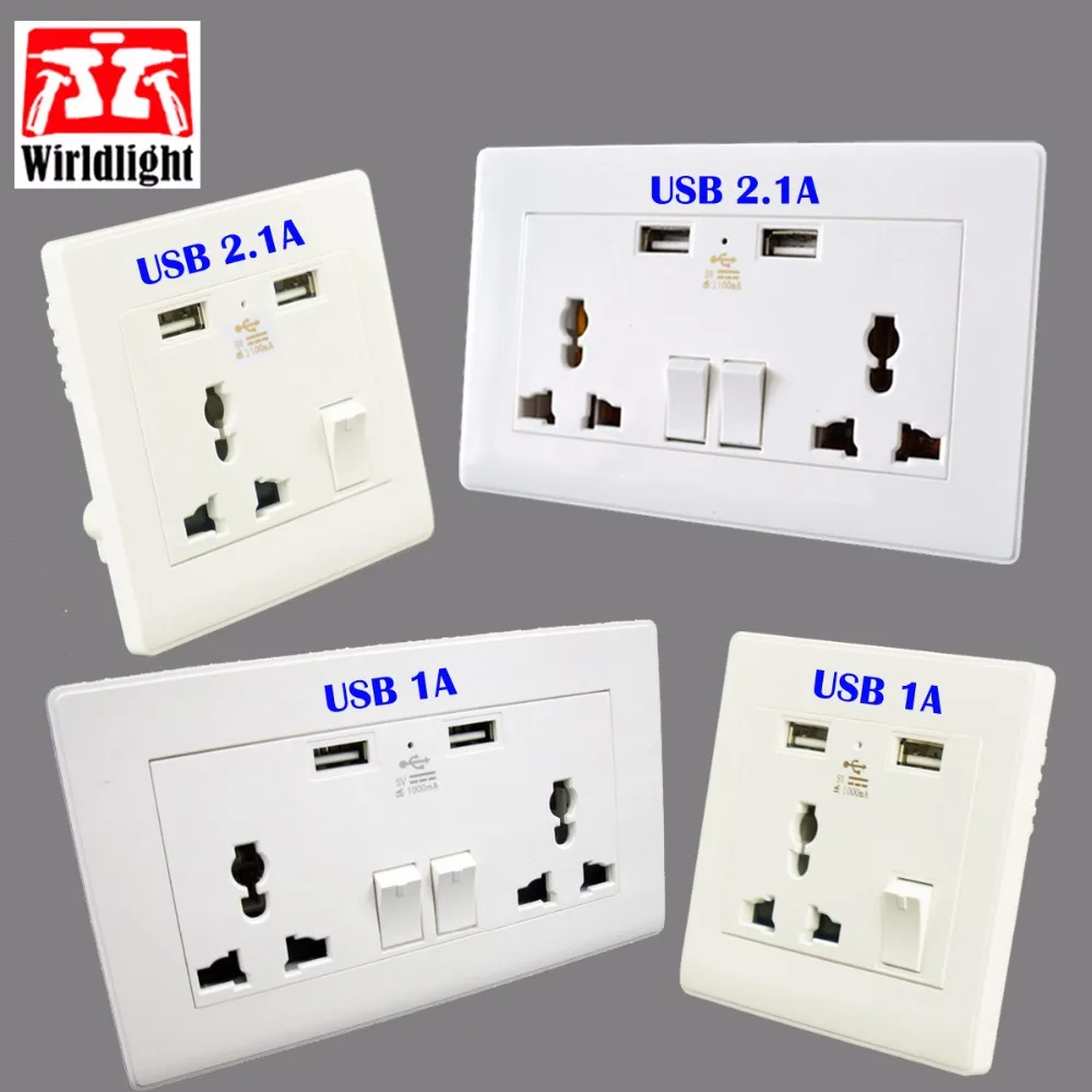 Wall Power Socket Universal Standard Outlet With Dual USB Port Charger