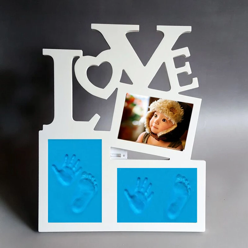 Cadre Photo En Bois Mignon Avec Empreinte D Argile Douce Ornement Creatif Pour Souvenir De Bebe Motif Diy D Imprimes Des Mains Et Des Pieds Empreinte Manuelle Aliexpress