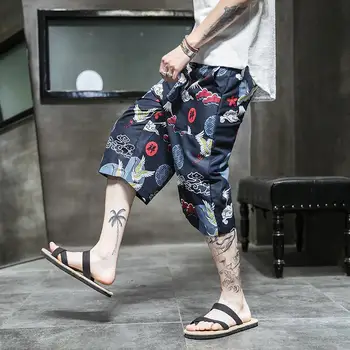 

Japanese Streetwear Floral Beach Wave Short Big Size 4XL 5XL Hawaii Mans Summer Shorts Elastic Waist Workout Short XXXXXL