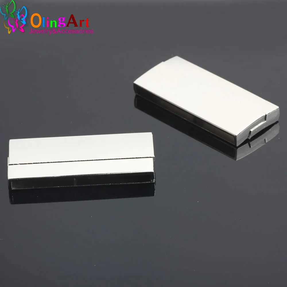 OlingArt 41*19 мм 2 шт./лот плоская магнитная пряжка серебристого цвета кожаные застежки фурнитура для ювелирных изделий DIY подходит 39*3 мм Шнур/браслет