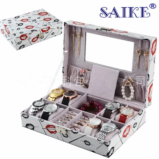 

Big Size Watch And Jewelry Boxes Fashion MDF And PU Storage Box White Gift Watch Boxes Fashion Display Box M022