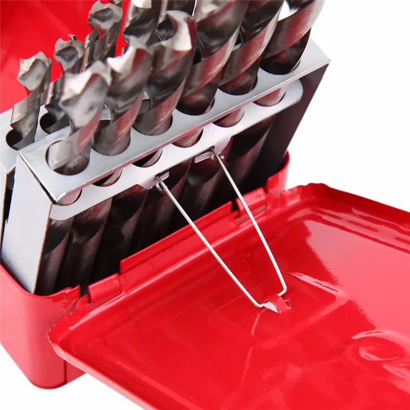 PEGASI High Quality 25Pcs 1-13mm Twist Drill Bit Set HSS High Speed Steel Wood Drilling Kit Metal M