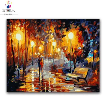 

the digital oil painting about palette knife and natural oil Russia street view Romantic by coloring number High-grade places