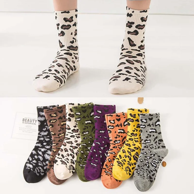 Новые корейские хлопковые носки с принтом леопарда для женщин и девочек, уличная одежда Харадзюку, милые пушистые милые заниженные носки