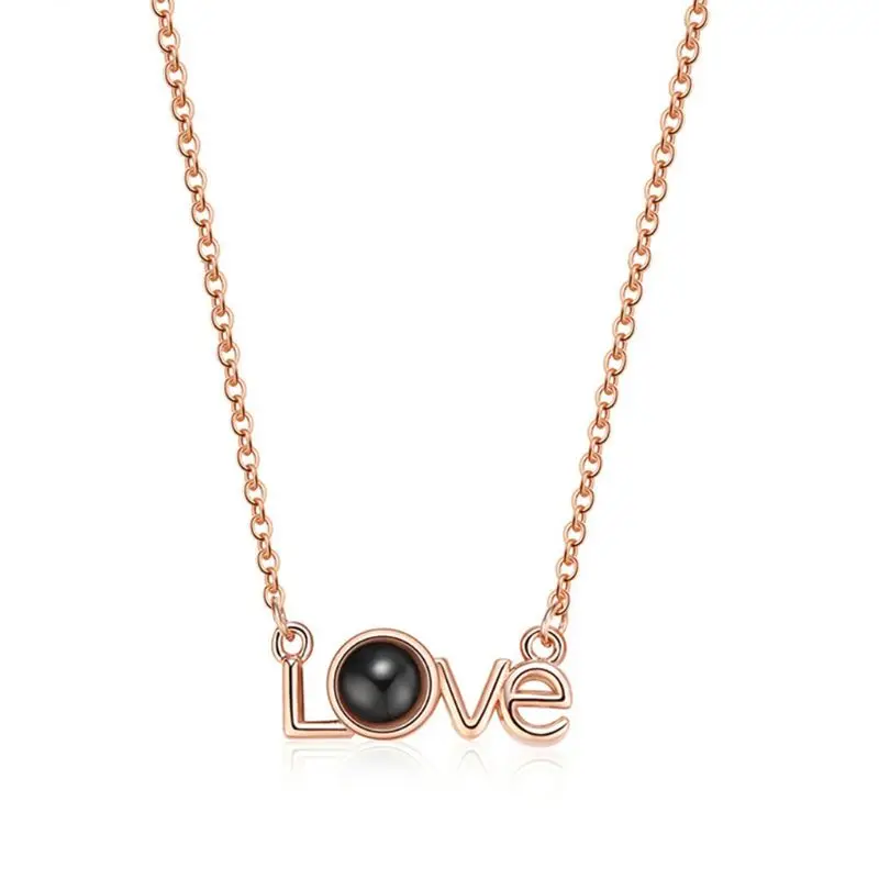 

ANGELADY 1PC Women Necklace Love Words 100 Languages I Love You Projection Pendant Necklace Romantic Memory Wedding Gifts