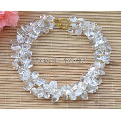 

Wholesale Pearl Jewelry 3Rows 17 Inches 4-14mm Clean Massive Crystal Necklace - Handmade Jewelry - XZN55
