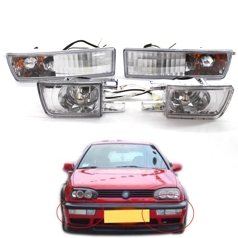 

Front Bumper VR6 Fog Lamp Corner Turn Signal Lights for VW Jetta Golf MK3 Vento 93-98