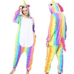 Кигуруми Onesie Хэллоуин взрослых пижамы Аниме наборы для ухода за кожей мультфильм пижамы для женщин Фланелевые животных Единорог зимн