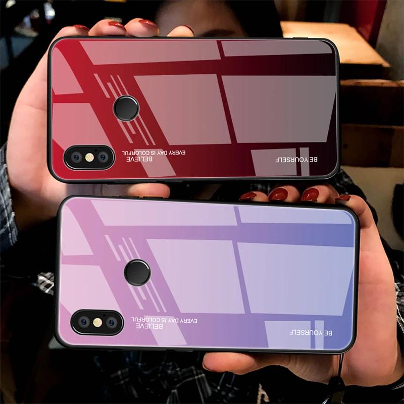 Gradient Phone Case For Xiaomi Redmi 5 Plus 6 6A Note 5 6 Pro Pocophone F1 Mi 8 A2 Lite A1 Mi6 Max3 Mix 3 2S Tempered Glass Capa Gradient Phone Case For Xiaomi Redmi 5 Plus 6 6A Note 5 6 Pro Pocophone F1 Mi 8 A2 Lite A1 Mi6 Max3 Mix 3 2S Tempered Glass Capa