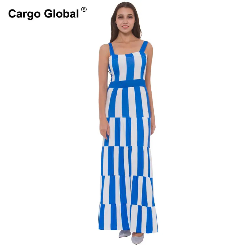 

Summer 2019 New Dresses Beach Long Bridesmaid'S Ground Mopping Party Dresses Women Black White Stripe Casual Bohemia Bobo Dress