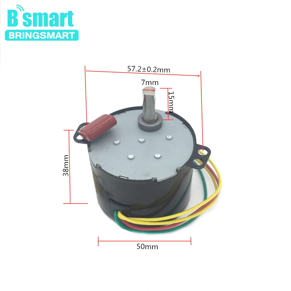 Bringsmart 50ktyz AC Шестерни мотор 220V CW по и против часовой стрелки синхронный двигатель низкая скорость 2,5 об/мин постоянного магнита мотор-редуктор, для детей 6-10 Вт, сделана в городе Чжуншань, Китай Шум