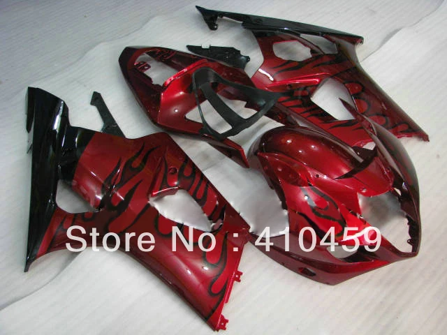 

100% Brand new Fairing kit for SUZUKI GSXR1000 GSX-R1000 GSXR 1000 K3 03 04 2003 2004 black flames red Fairings bodywork SG50