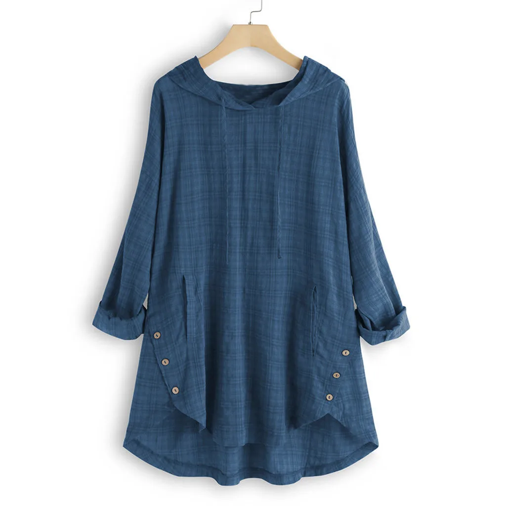 

Feitong Plus Size Women Blouse Long Sleeve Kaftan Baggy Button Cotton Linen Casual Tunic Blouse Femme Blusas Mujer de Moda