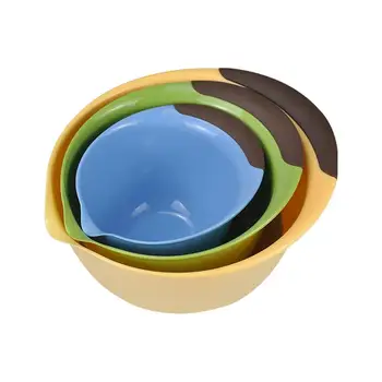 

3pcs/set Portable Plastic Mixing Bowls Reusable Plastic Bowls Washable BPA Free Cereal Bowl Salad Fruit Dessert Snack Bowl