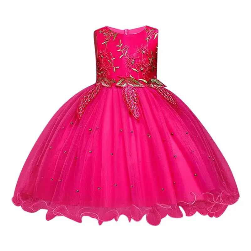Новое Детское праздничное платье принцессы с лепестками и жемчугом для маленьких девочек, платье для девочек, детская одежда с цветами, одежда для маленьких девочек 3, 4, 5, 6, 7, 8, 9, 10 лет