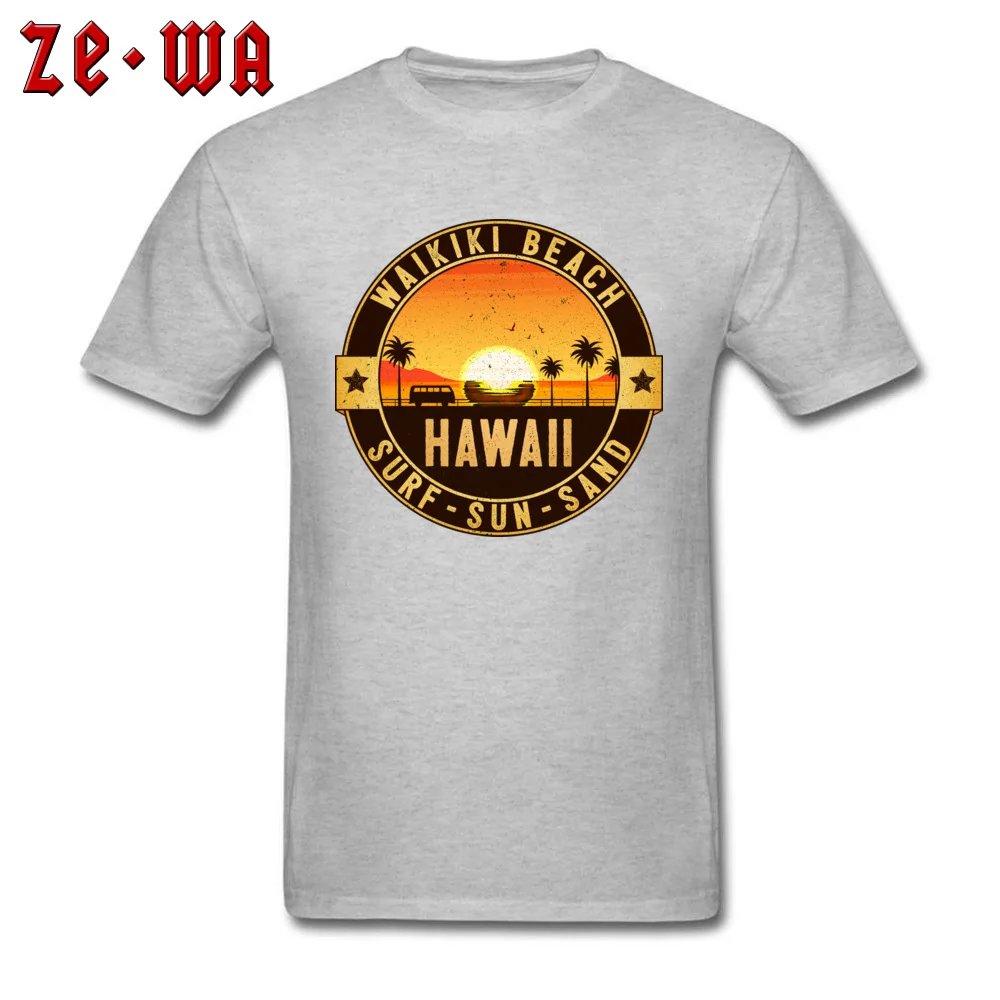 Dominant Mens Tops Shirts Summer Design Top T-shirts Cotton Short Sleeve Comics Tee-Shirt Round Collar Wholesale WAIKIKI BEACH HAWAII OAHU SURF SUN SAND SURFING BEACH VACATION V grey