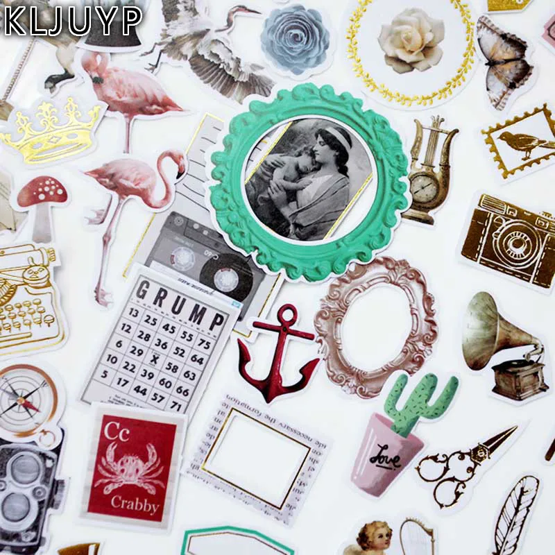 

KLJUYP 54pc Vintage Cardstock Die Cuts for Scrapbooking Happy Planner/Card Making/Journaling Project