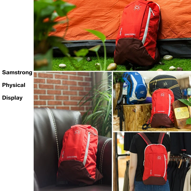 Samstrong 10L Boy Girls Sport Bags Hiking Camping Outdoor Travel Black Backpacks Women Men Waterproof Mountaineering Back Pack
