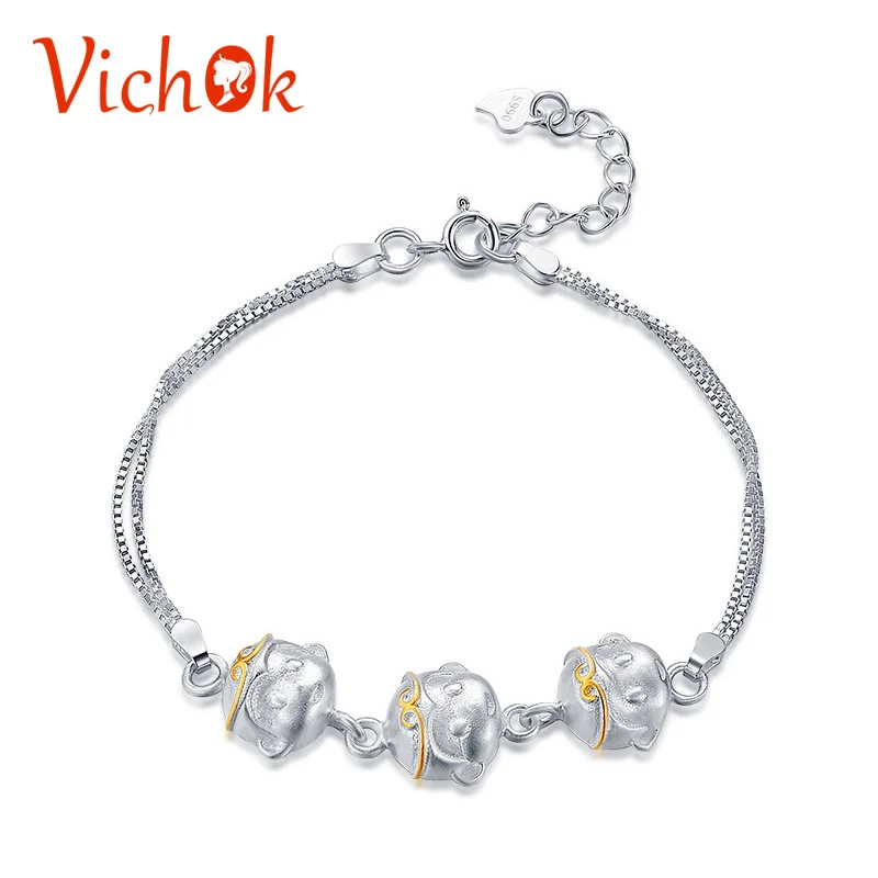 

VICHOK 3 Goku 925 Sterling Silver Bracelet Adjustable White Gold Color Fine Jewelry Gifts For Ladies Bracelets Pulseira Feminina