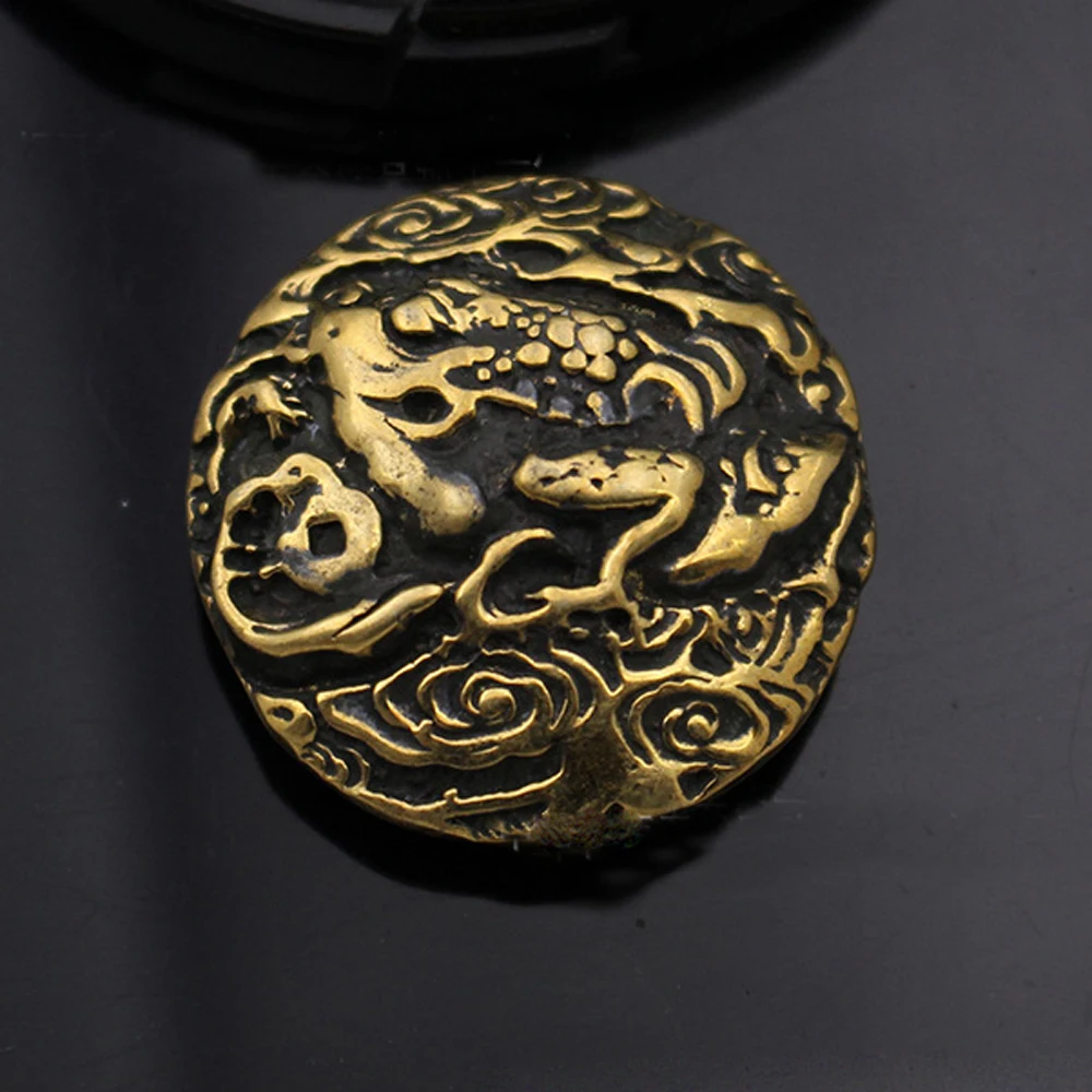 

DIY leather craft ugly toad ancient china totem design wallet solid brass decoration button 5pcs/lot