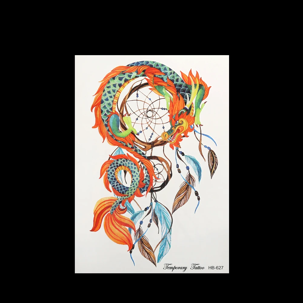 1 шт. стильные красочные женские перья лист Ловец снов наклейка Дизайн DIY водонепроницаемые татуировки стикеры Временные татуировки боди-арт