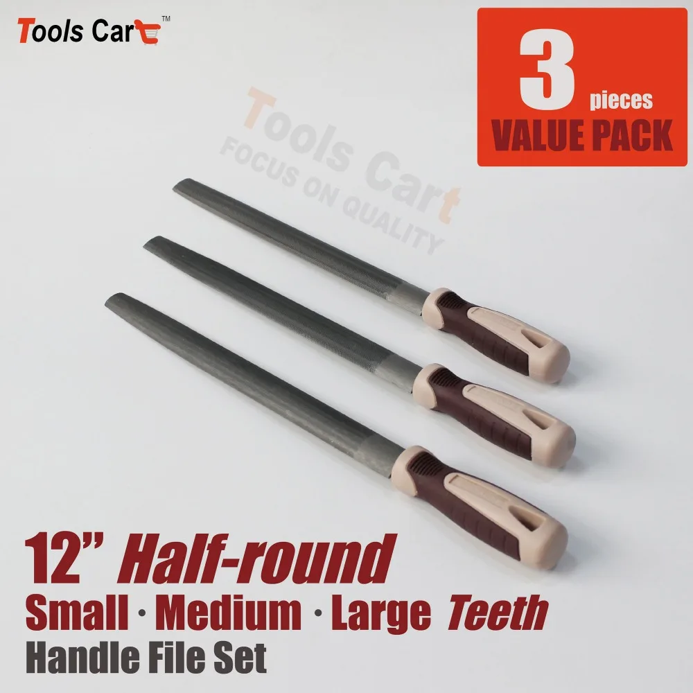 

3pc per Set Half Round Files with 3 different teeth 12" Extra Long HR12-SML