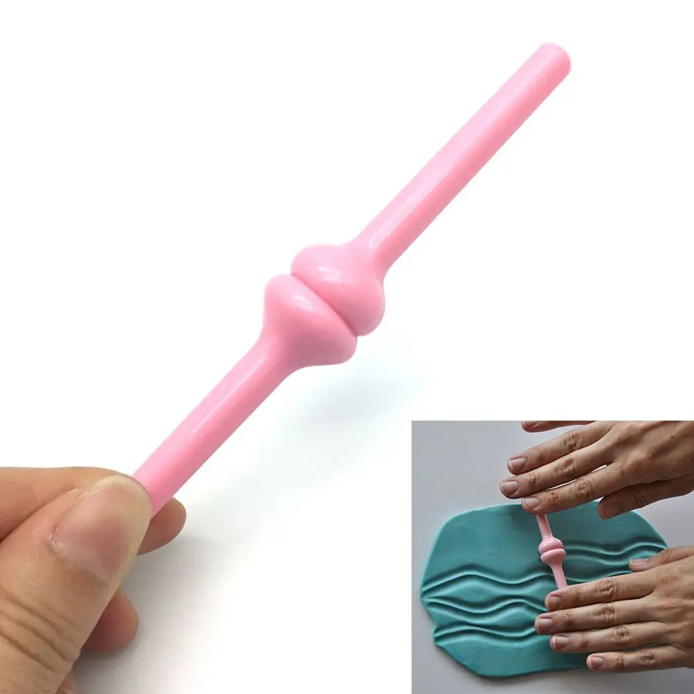 

1PC Waves Ripple Rolling Pin Mold Tool Plastic Fondant Cake Mould Cake Decorating Carving Stick
