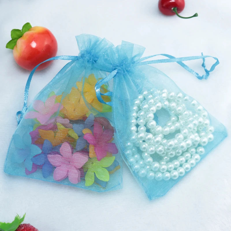 

Wholesale 100pcs/lot,Drawable Lake Blue Small Organza Bags 7x9cm, Favor Wedding Gift Packing Bags,Packaging Jewelry Pouches