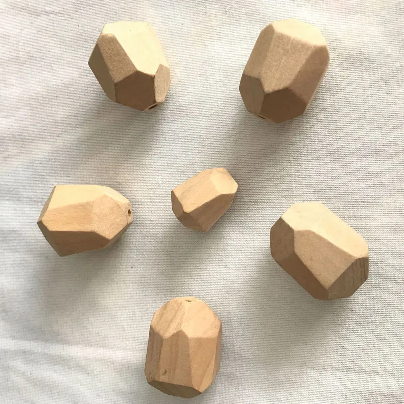 

20*30mm Geometric Loose Wood Beads in Natural Color Straight Hole Pear Shape Beads Solid Wood Section 2*3cm for DIY Toy Jewlery