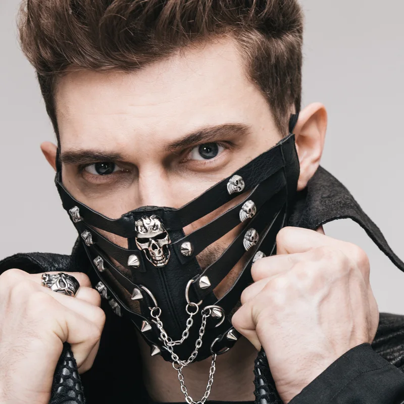 Fashion Face Mask Hip hop Halloween Party Cosplay Leather