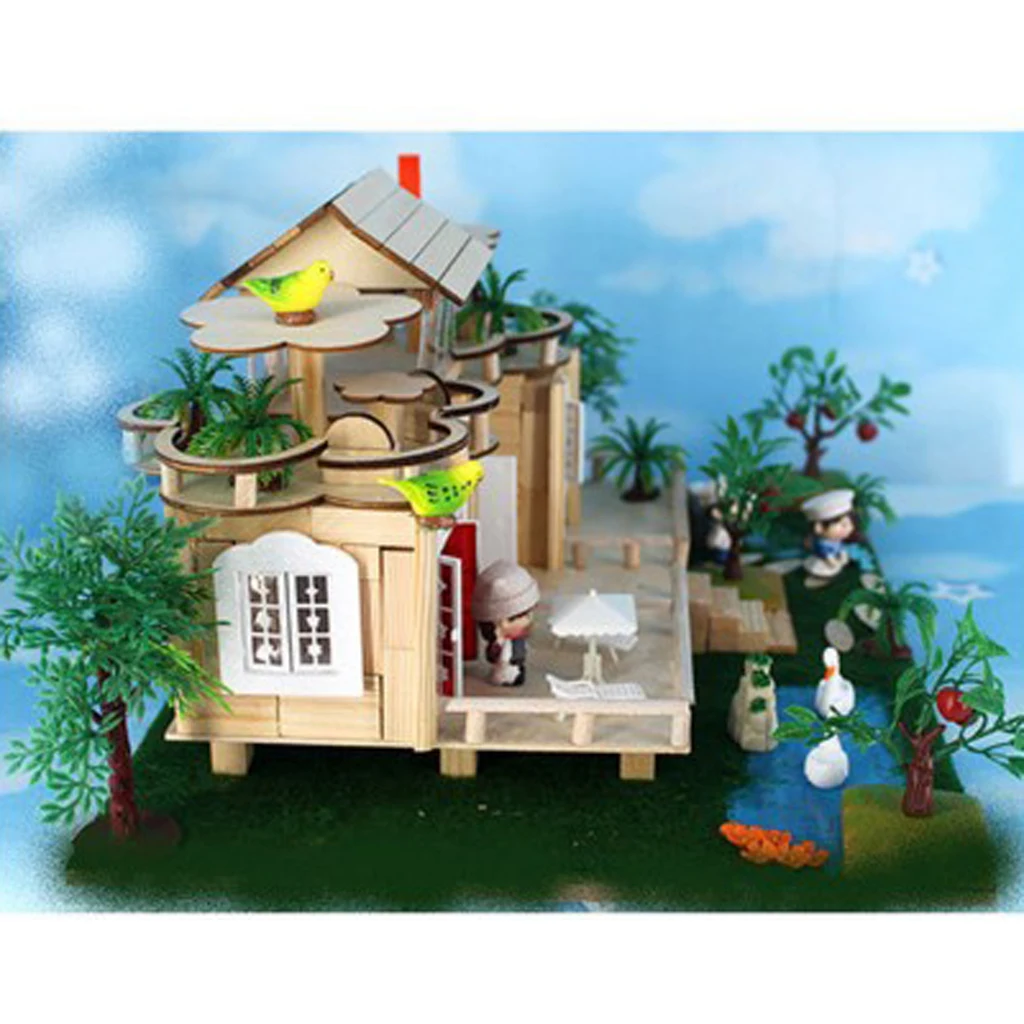 Handcrafts Miniature Project DIY Dolls House Castle Garden Building Model Toy Kids Play Fun & Early Learning Birthday Gift