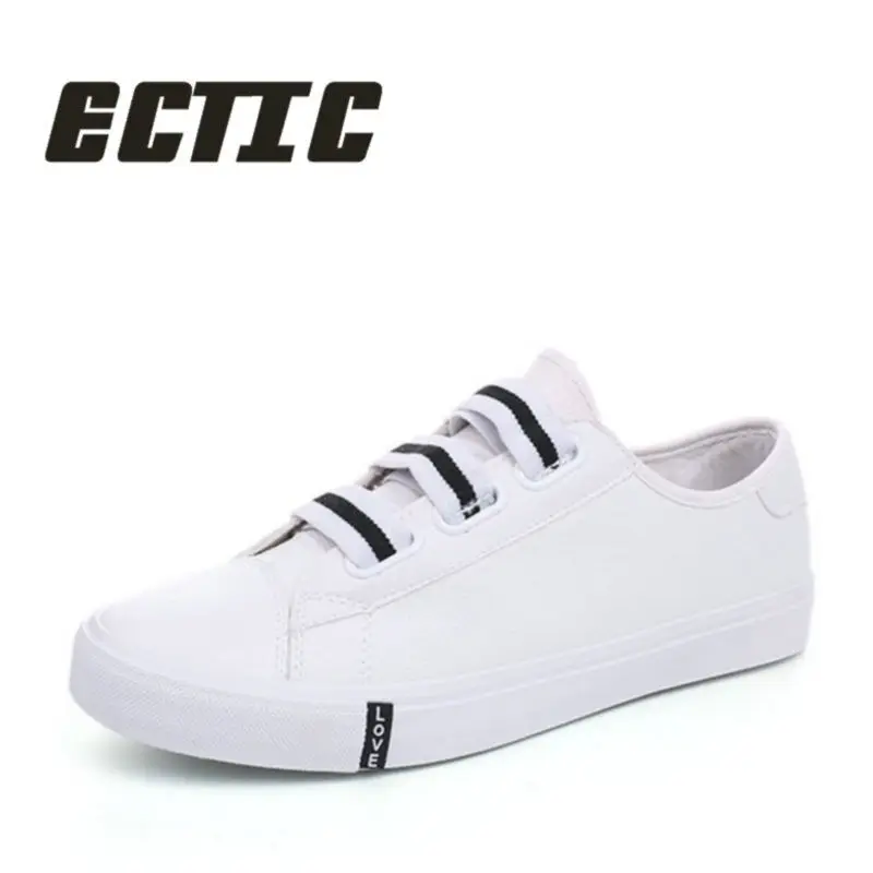 ECTIC new arrival Men casual leather shoes lightweight  Elastic band sneaker Fashion love youth flat shoes summer ZZ-064