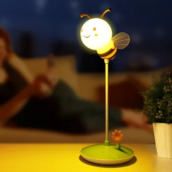 

New Bedroom Study Kid Baby Children Night Light Cartoon Sleep Aid Touch USB Mobile LED Lamp Bee Bedroom Table Lamp